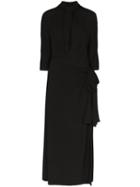 Prada Knotted Draped Midi Dress - Black