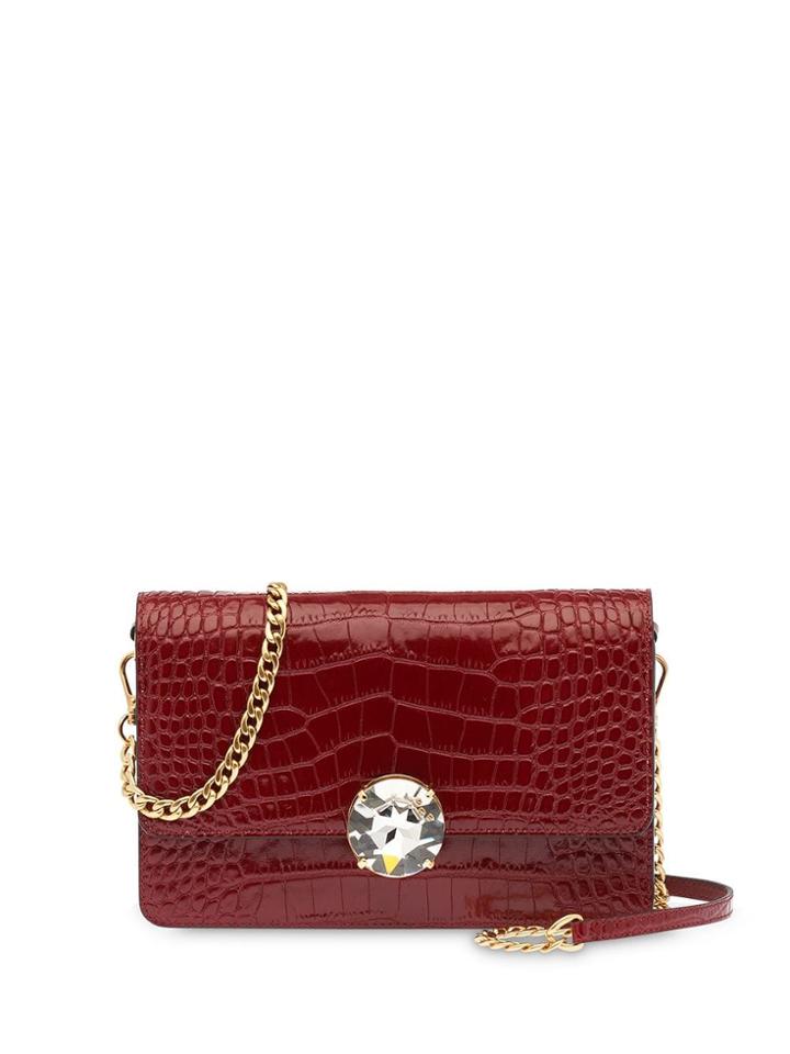 Miu Miu Crocodile Embossed Shoulder Bag - Red