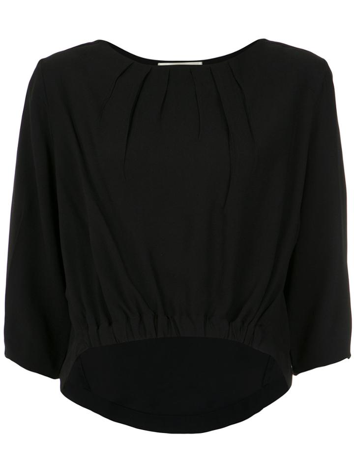 Lilly Sarti Pleated Cropped Blouse - Black