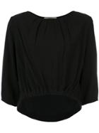 Lilly Sarti Pleated Cropped Blouse - Black