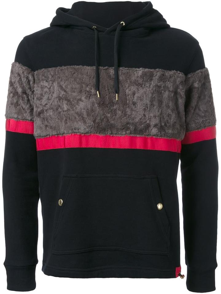 Education From Youngmachines Textured Stripe Hoodie, Men's, Size: 3, Black, Cotton