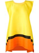 Pleats Please By Issey Miyake - Contrast Hem Top - Women - Polyester - 5, Yellow/orange, Polyester