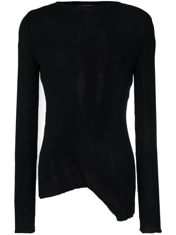A New Cross Frayed Jumper - Black
