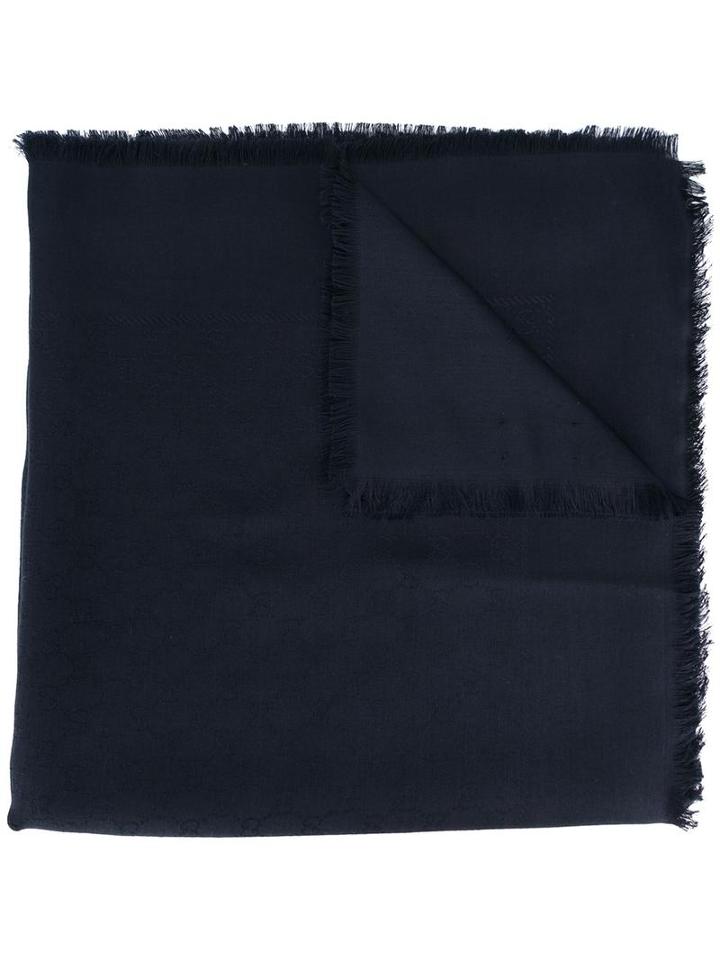 Gucci Gg Jacquard Shawl, Women's, Blue, Silk/wool