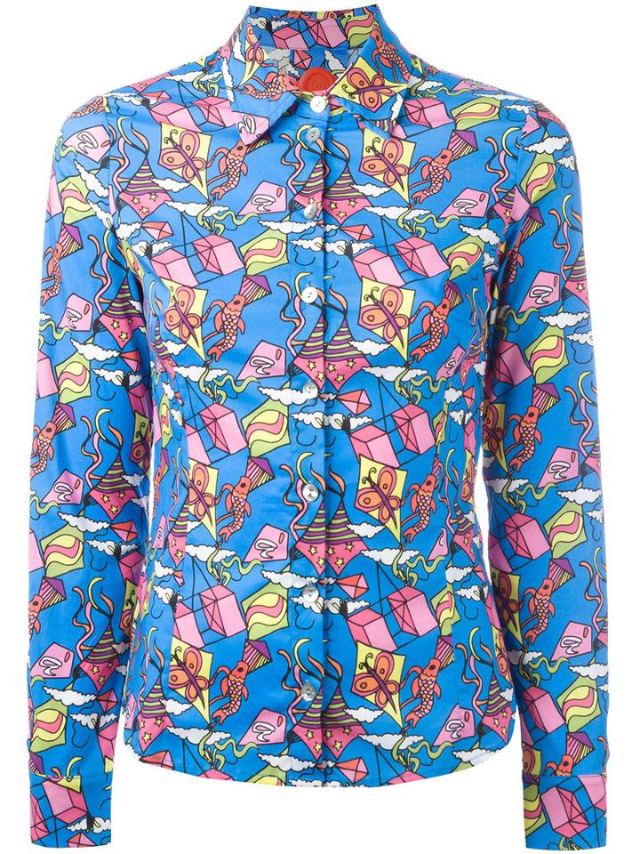 Ultràchic Kite Print Buttoned Shirt, Women's, Size: 44, Blue, Cotton/spandex/elastane
