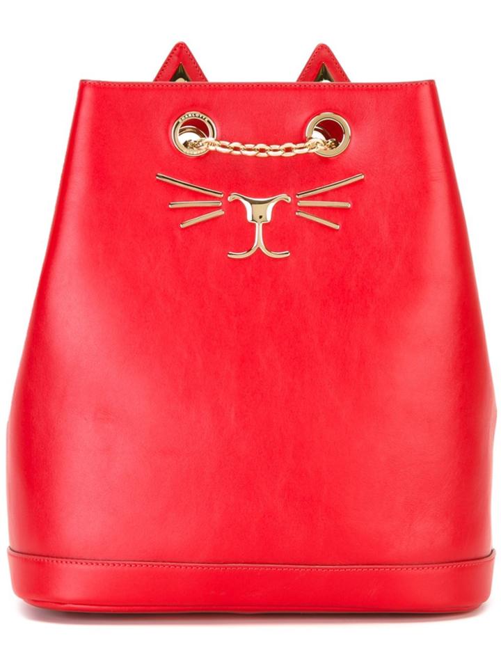 Charlotte Olympia Feline Embroidered Backpack