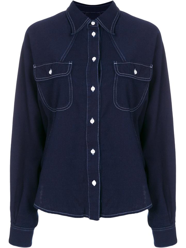 Mm6 Maison Margiela Long-sleeve Denim Shirt - Blue