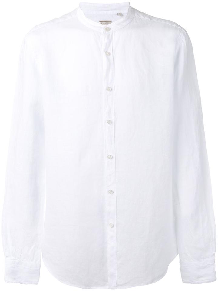 Xacus - Grandad Collar Shirt - Men - Linen/flax - 40, White, Linen/flax