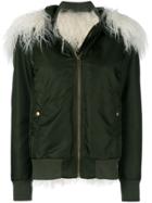 Mr & Mrs Italy Lamb Fur Trim Bomber Jacket - Green