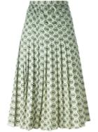 Christian Dior Vintage Bamboo Print Pleated Skirt