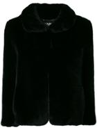 Karl Lagerfeld Logo Faux Fur Jacket - Black