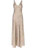 Paco Rabanne Sleeveless Check Maxi Dress - Brown