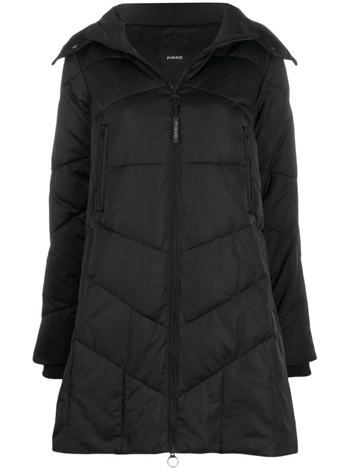 Pinko Quilted Parka Coat - Black