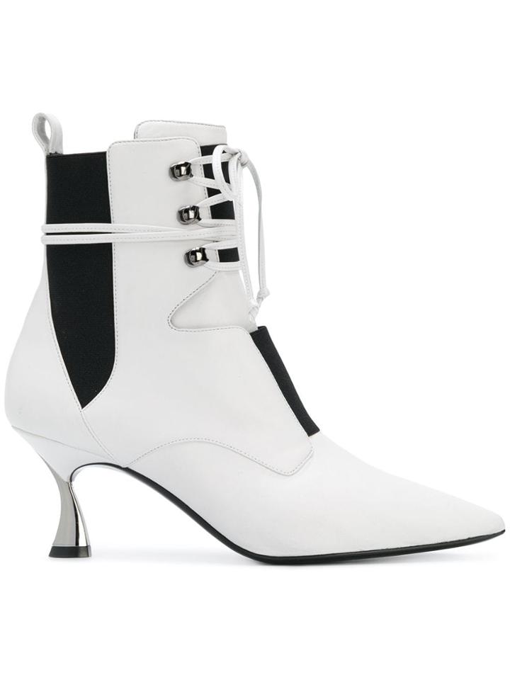 Casadei Lace-up Pointed Boots - White