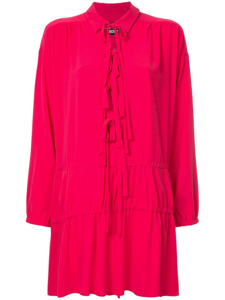 Boutique Moschino Drop Waist Tunic With Tie Detail - Pink & Purple