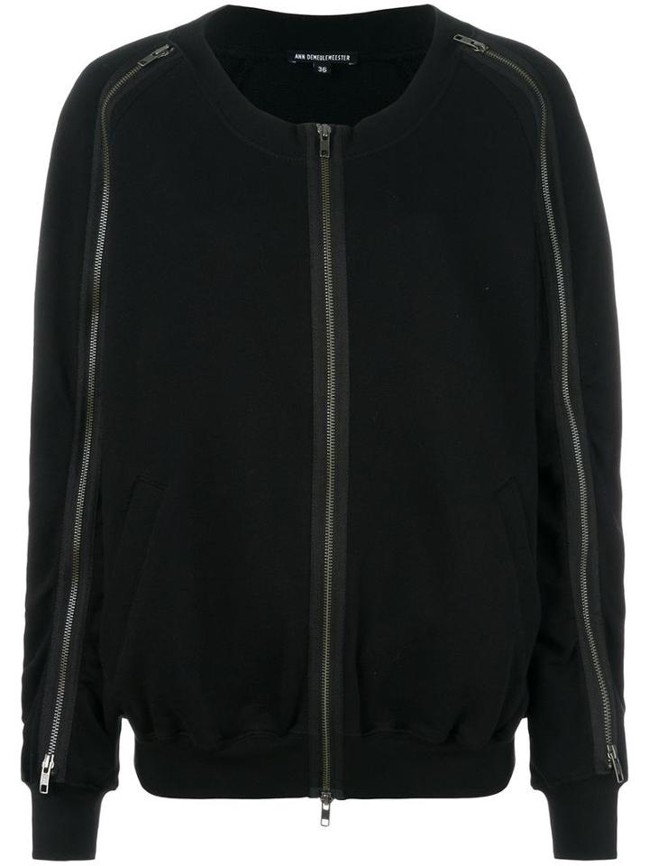 Ann Demeulemeester Zip Sweatshirt, Women's, Size: 34, Black, Cotton