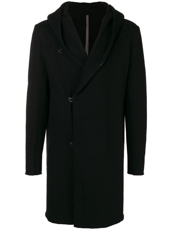 Attachment Hooded Single Breasted Coat - Black
