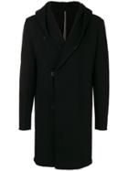 Attachment Hooded Single Breasted Coat - Black