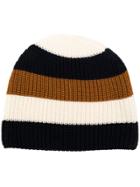 Sunnei Striped Rib Knit Beanie - Brown