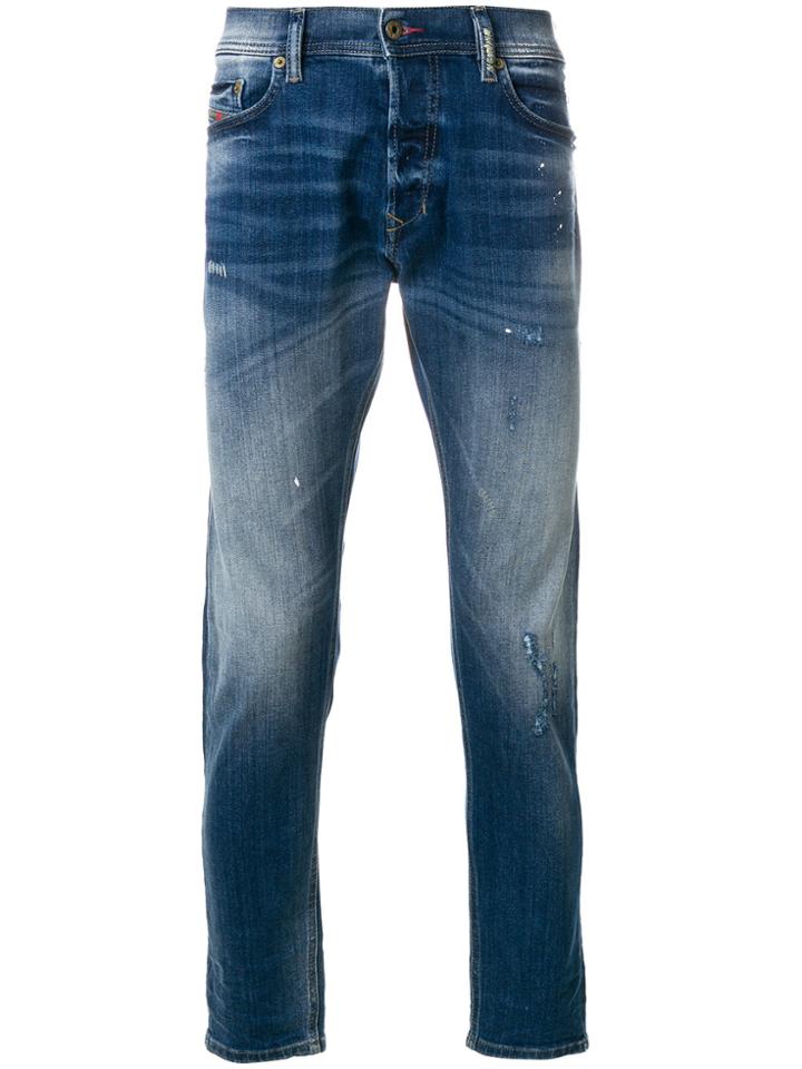 Diesel Distressed Slim-fit Jeans - Blue