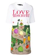 Love Moschino Logo Cartoon Print Dress - White