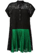 No21 Pleated Front Lace Dress, Women's, Size: 42, Black, Cotton/polyamide/acetate/silk