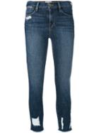 Frame Denim - Distressed Cropped Jeans - Women - Cotton/polyester/spandex/elastane - 29, Blue, Cotton/polyester/spandex/elastane