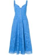 Saloni Crochet Embroidered Midi Dress - Blue