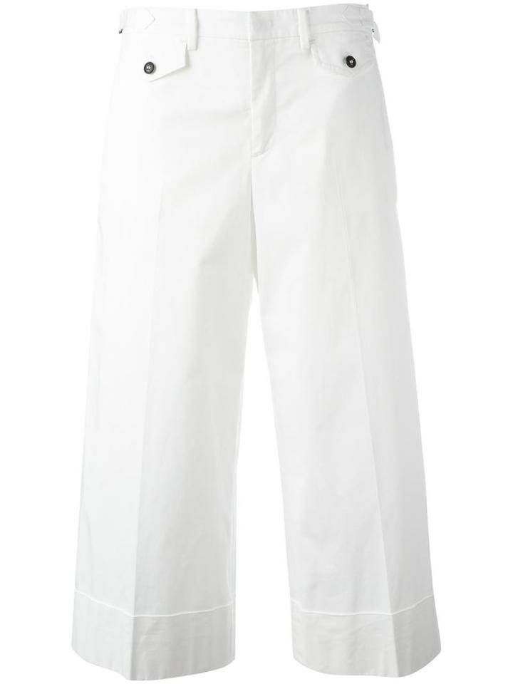No21 Wide Leg Cropped Trousers, Women's, Size: 44, White, Cotton/spandex/elastane