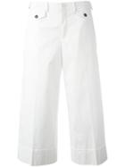 No21 Wide Leg Cropped Trousers, Women's, Size: 44, White, Cotton/spandex/elastane