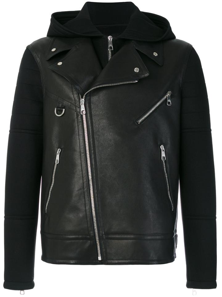 Neil Barrett Hooded Biker Jacket - Black