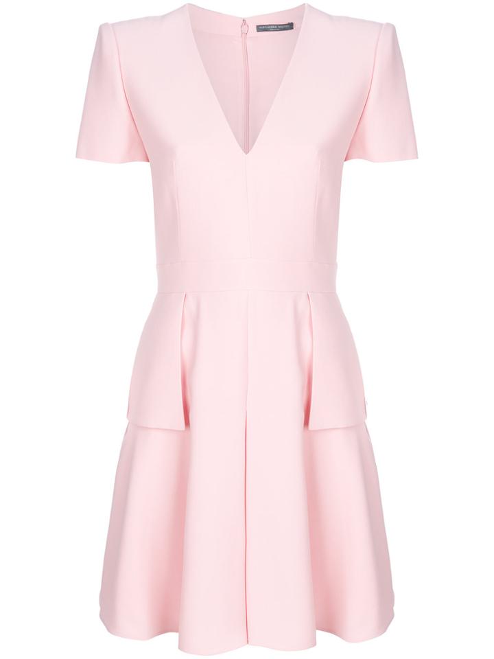 Alexander Mcqueen V-neck Peplum Dress - Pink & Purple