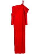 Monse Shoulder Tie Draped Evening Dress - Red