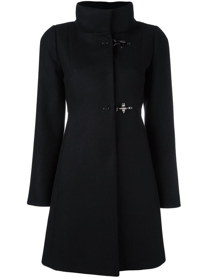 Fay Funnel Neck Coat, Women's, Size: Large, Black, Acrylic/polyamide/acetate/virgin Wool