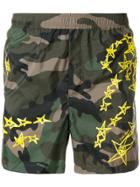 Valentino Camouflage Print Swim Shorts - Green