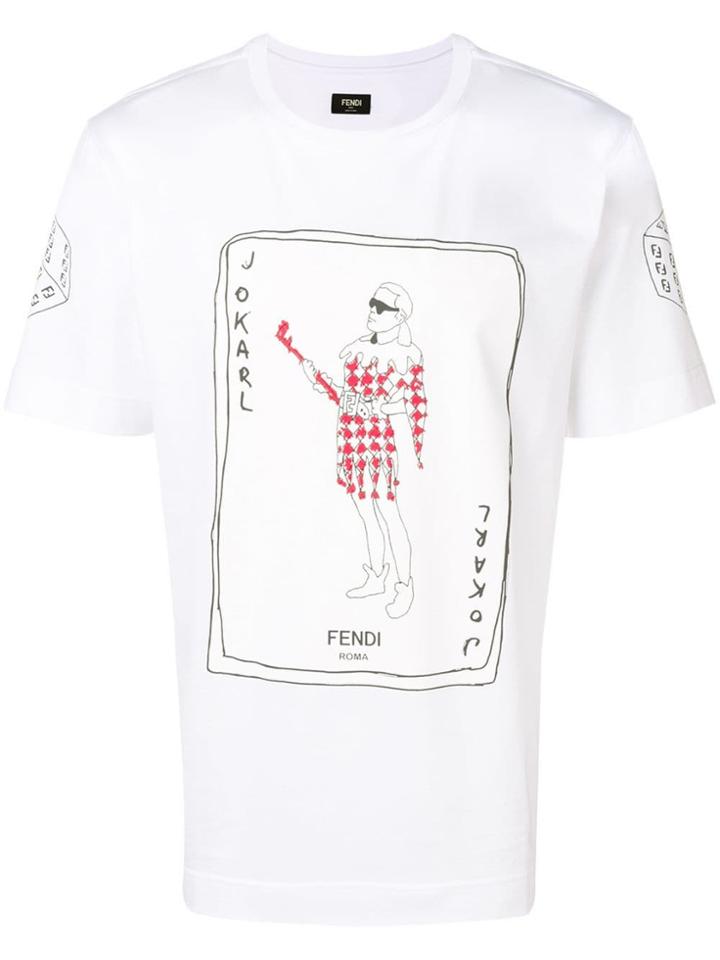 Fendi Jokarl Print T-shirt - White