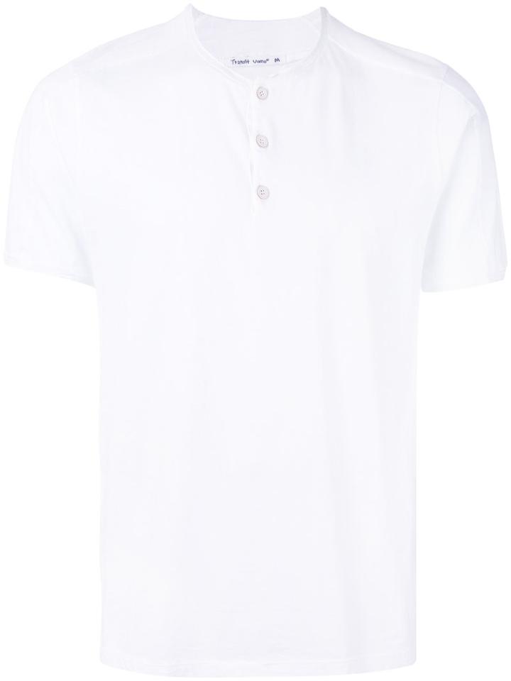 Transit - Buttoned Round Neck T-shirt - Men - Cotton/linen/flax - S, White, Cotton/linen/flax