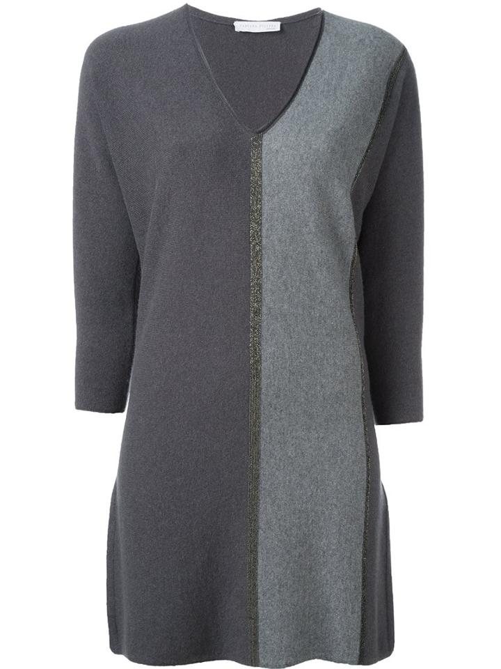 Fabiana Filippi V-neck Embellished Jumper, Women's, Size: 44, Grey, Silk/cashmere/brass/merino