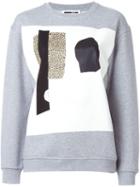 Mcq Alexander Mcqueen Abstract Face Print Sweatshirt, Women's, Size: Xl, Grey, Cotton
