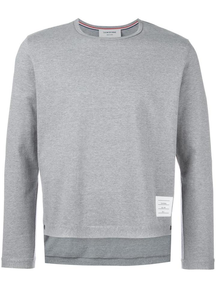 Thom Browne Round Neck Sweatshirt, Men's, Size: 4, Grey, Cotton