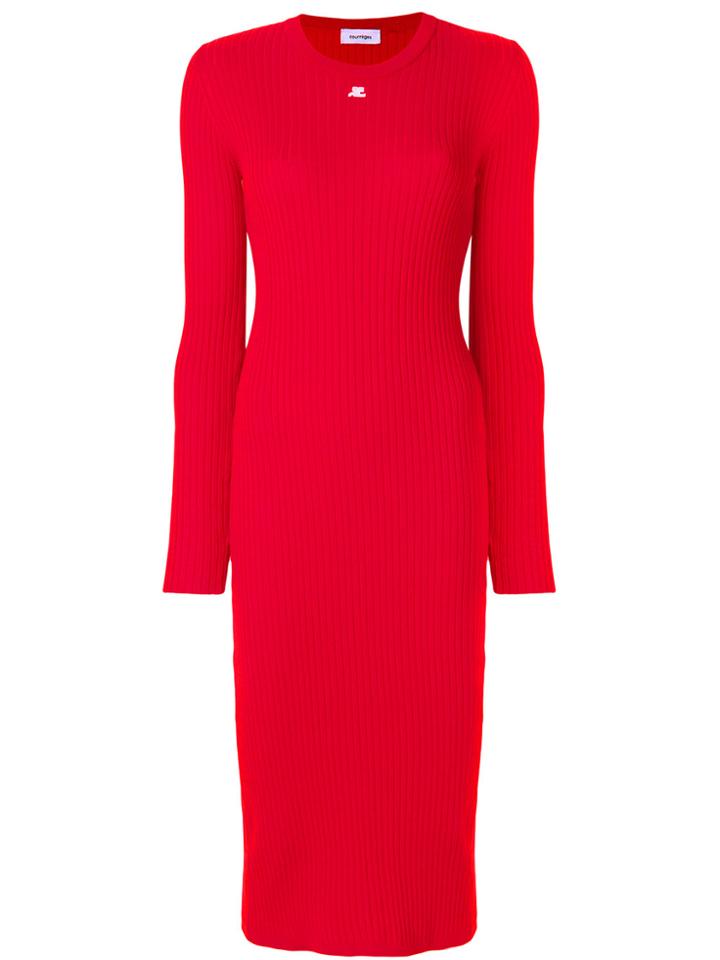 Courrèges Ribbed Knitted Dress - Red