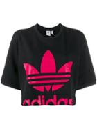 Adidas Logo Print Cropped T-shirt - Black