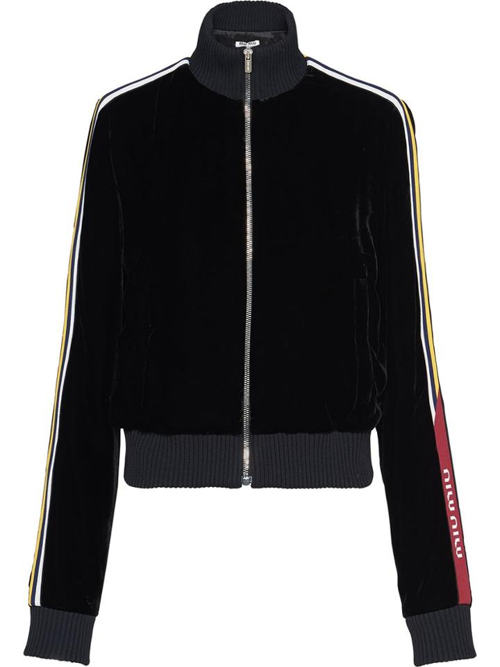 Miu Miu Technical Velvet Zipped Jacket - Black