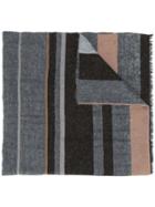 Brunello Cucinelli Striped Frayed Scarf - Grey