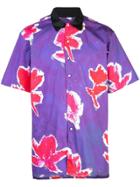 Prabal Gurung Floral Short Sleeve Shirt - Purple