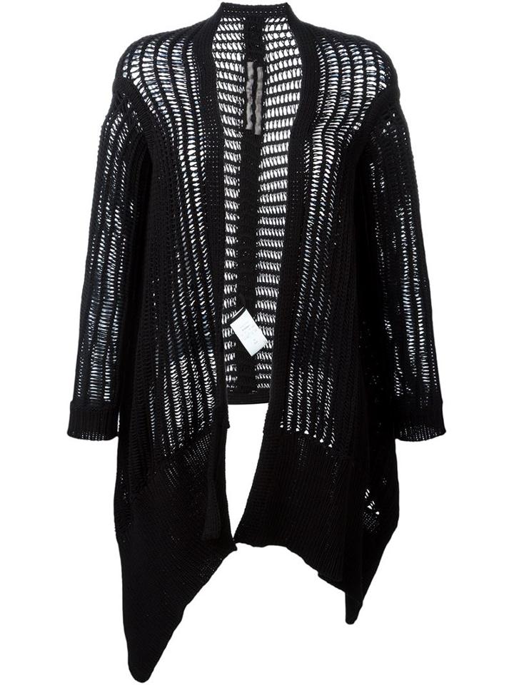 Rick Owens Asymmetric Cardigan, Women's, Size: Xs, Black, Cotton/polyamide