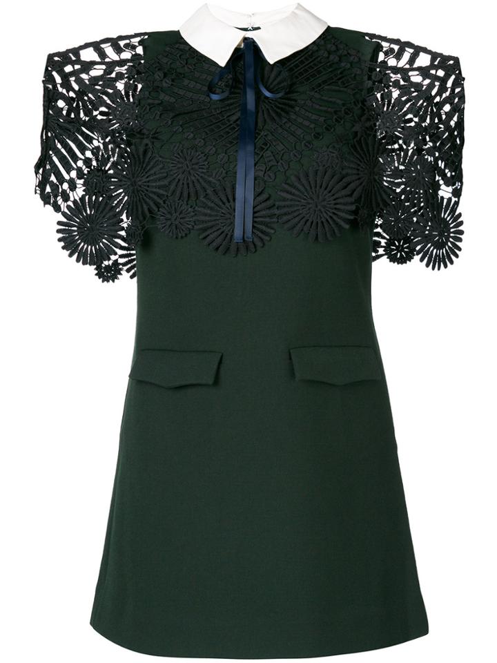 Self-portrait Off-shoulder Short Dress - Green