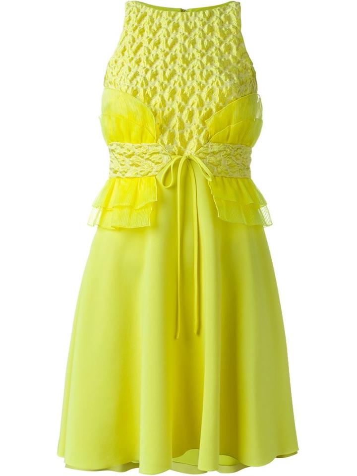 Giamba Textured Ruffle Panel Dress