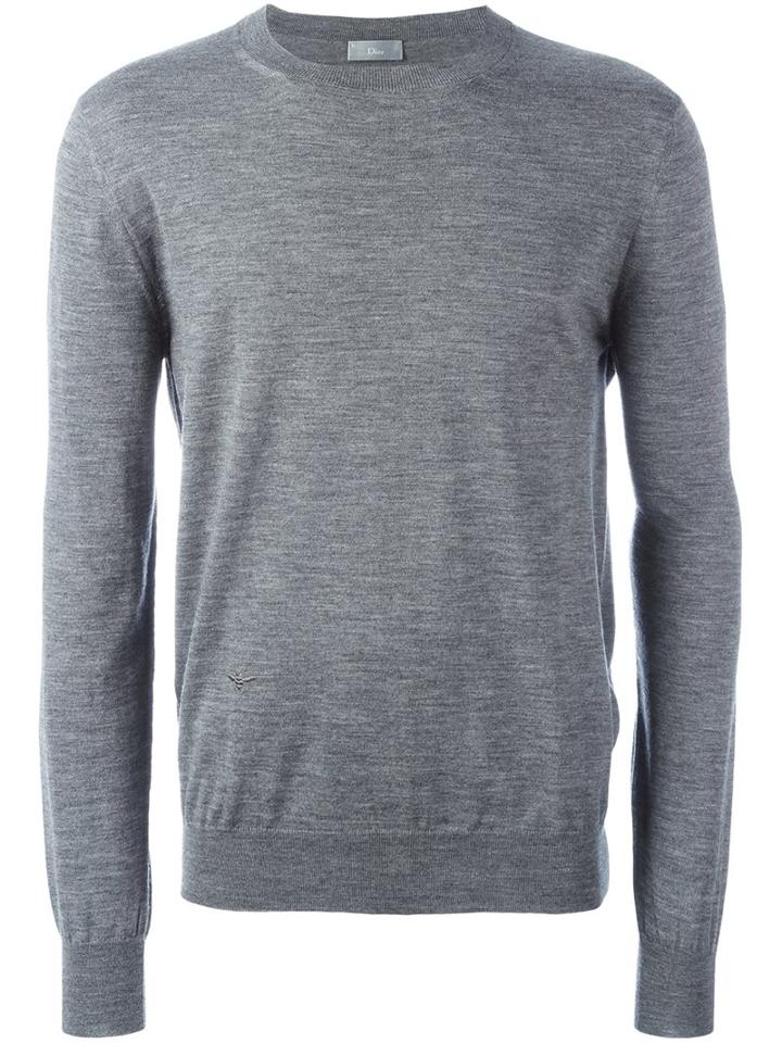 Dior Homme Blurry Stripes Pullover, Men's, Size: Large, Grey, Virgin Wool