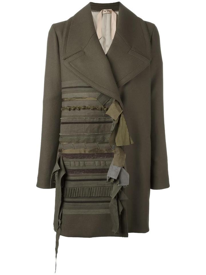 No21 Oversized Revere Coat, Women's, Size: 40, Green, Polyamide/acetate/viscose/wool